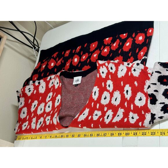 Cabi Sweater Womens Small Upbeat Cardigan Floral Stripe V‎ Neck Cozy Fall 6163 - Picture 9 of 10